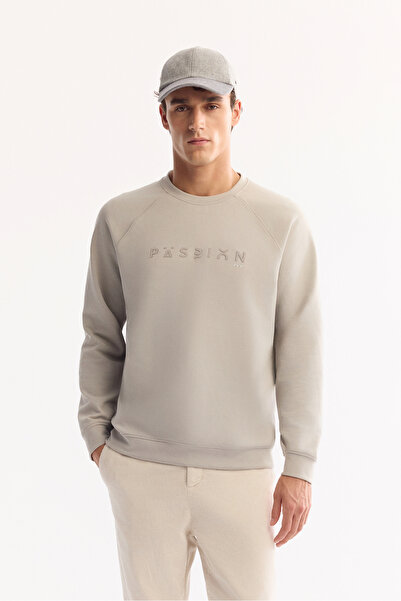Avva Men's Gray Crew Neck Cotton Bi-Stretch Printed Regular Fit Sweatshirt A52Y1249
