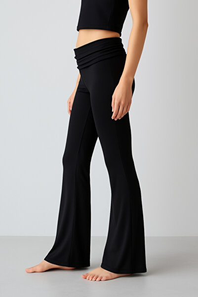 Artış Flared Folded Waist Jersey Flexible Viscose Flared Maternity Pants