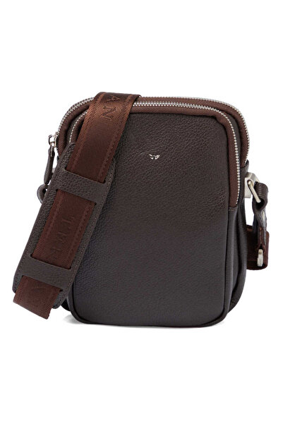 Tergan Ανδρική τσάντα χιαστί από γνήσιο δέρμα καφέ - S1AC00021187-A7P