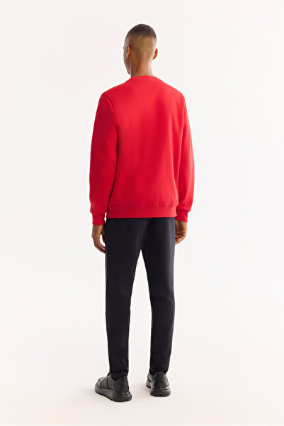Avva Men's Red Crew Neck Cotton Embossed Printed Regular Fit Sweatshirt A52Y1327