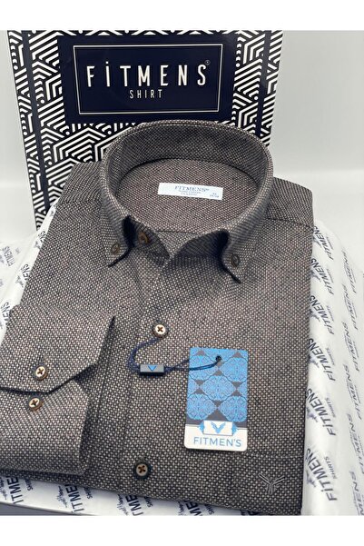 Fitmens Classic Long Sleeve Winter Eyelet Collar Buttoned Woolen 100% Cotton Gift Boxed Men's Shirt Fs-003768 -