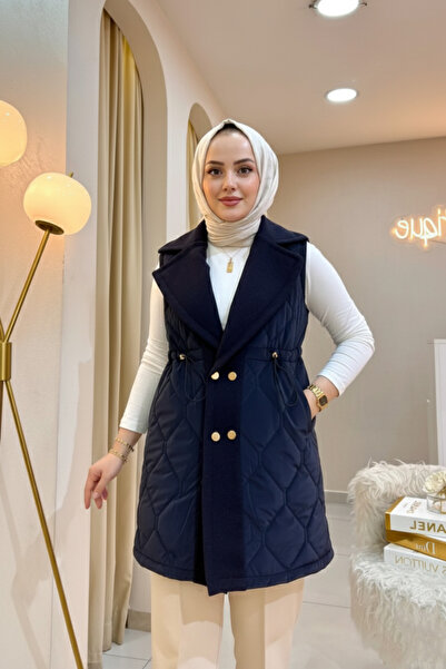 Safgiyim44 Premium Stamp Detailed Vest Navy Blue