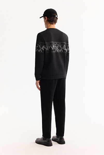 Avva Ανδρικό μπλουζάκι με λαιμόκοψη μαύρο βαμβακερό Bi-Stretch με τύπωμα Regular Fit A52Y1256