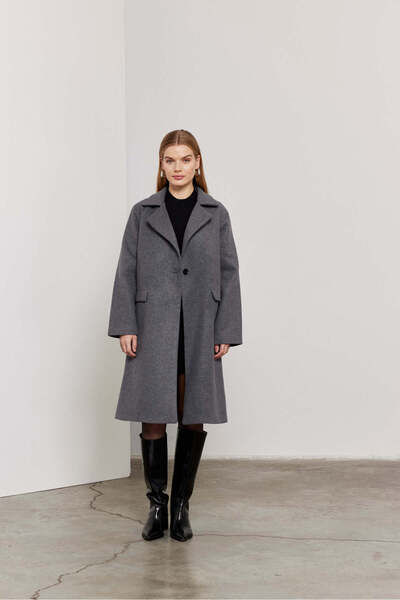 SevdeUgur Dámský antracitový kašmírový kabát / Sevde Ugur
