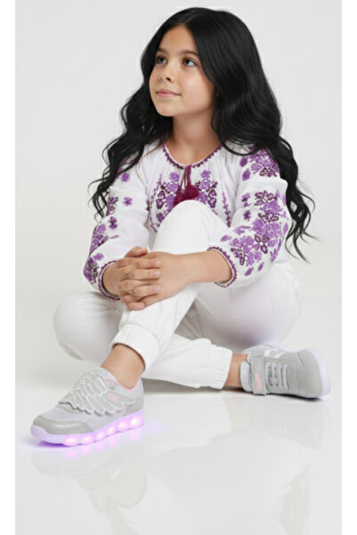 IGOR Bc10001-004 Bella Girl's Lighted Velcro Casual Shoes Fucsia Gray Plata