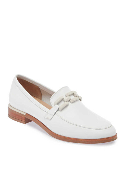 Tergan Beyaz Hakiki Süet Deri Kadın Makosen - K24I1AY67295-A26