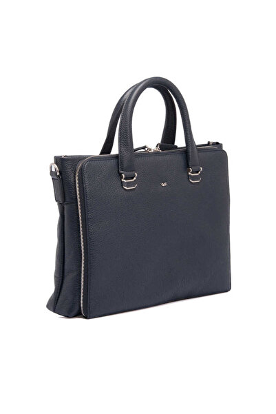 Tergan Navy Blue Genuine Leather Men's Briefcase - S1Ev00021404-A38
