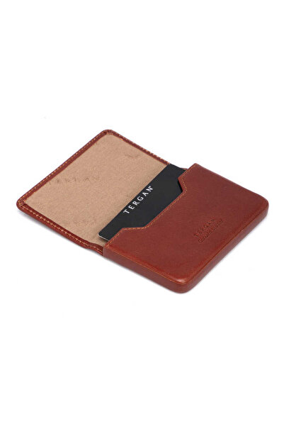 Tergan Θήκη επαγγελματικών καρτών Unisex από γνήσιο δέρμα Tan - S1KV00001546-B01