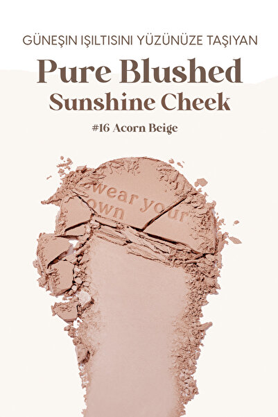 PERIPERA Pastel Tonlarda Sebum Dengeleyici Toz Allık PERIPERA Pure Blushed Sunshine Cheek (16 Acorn Beige)