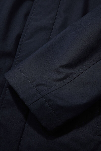 W Collection Buttoned Dark Blue Overcoat