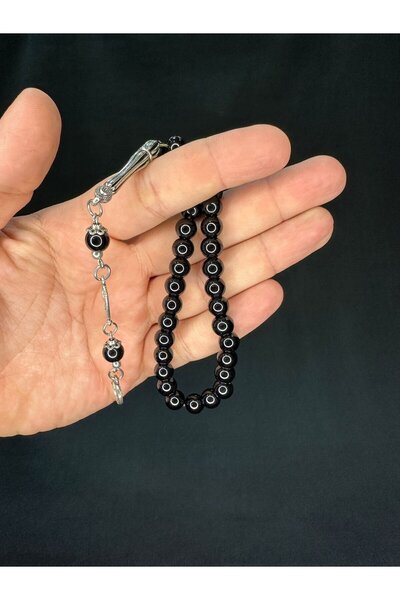 Anemore Collection Onyx Stone Pacifies Sphere Cut Black Color 8mm Ankle Size T-689