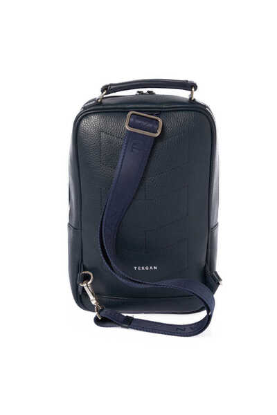 Tergan Navy Blue Genuine Leather Men's Crossbody Bag - S1Ac00021481-D6M
