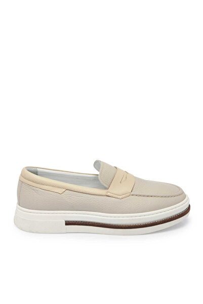 Tergan Bej Hakiki Deri Erkek Loafer - E24I1AY56706-B19