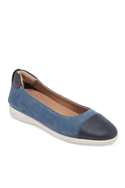 Tergan Lacivert Hakiki Süet Deri Kadın Babet - K24I1BB67305-D44