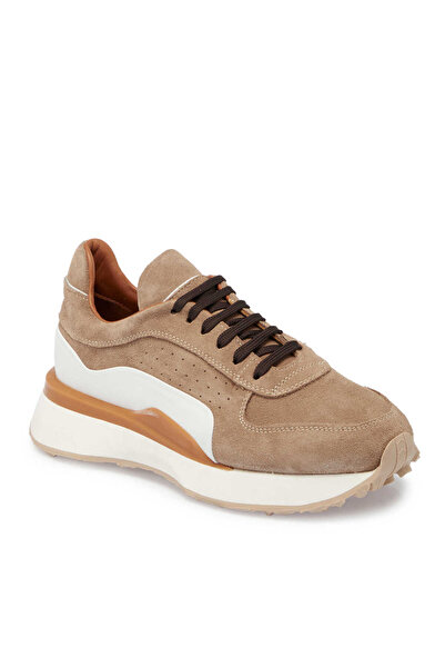Tergan Bej Hakiki Süet Deri Erkek Sneaker - E24I1AY56713-B79