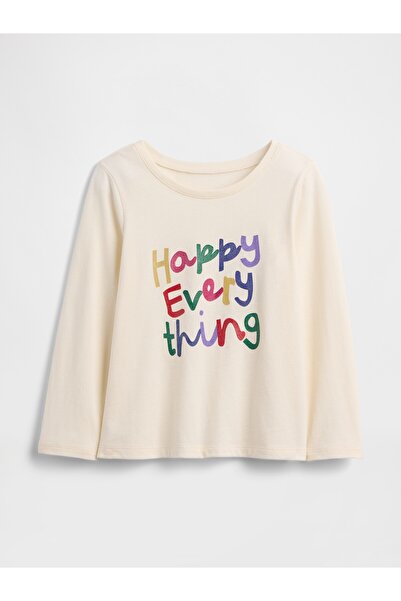GAP Kız Bebek Krem Grafik T-Shirt