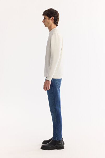 Avva Men's Ecru Crew Neck Cotton Bi-Stretch Printed Regular Fit Sweatshirt A52Y1247