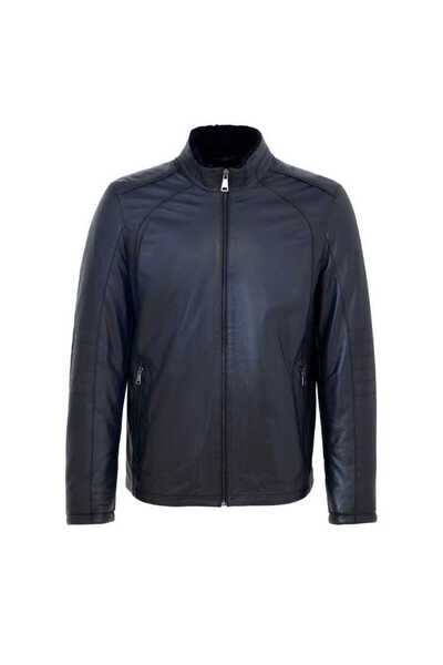 Tergan Lacivert Hakiki Deri Erkek Deri Mont - E23KKM310467-Q3R