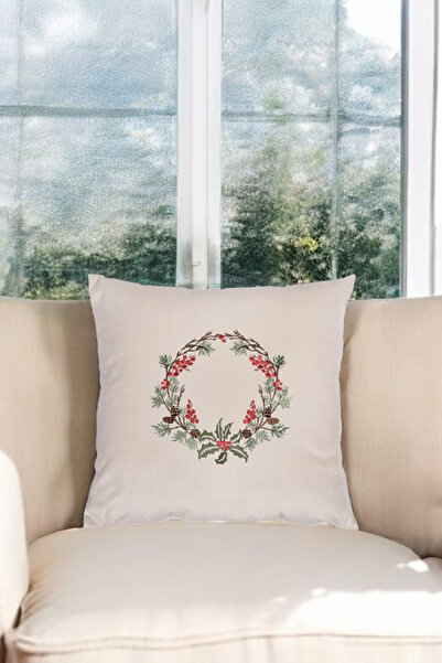 ASDİVA Husă de pernă cu model minim de fundal bej de Anul Nou 43x43