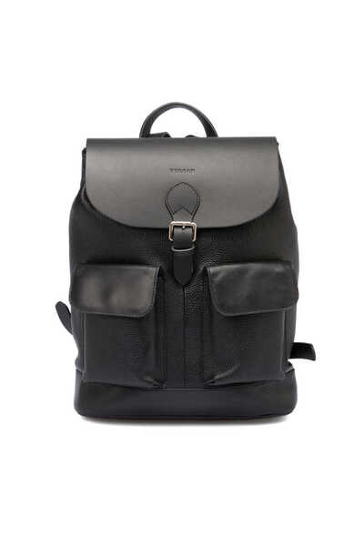 Tergan Siyah Hakiki Deri Erkek Sırt Çantası - S1SR00021463-D3H