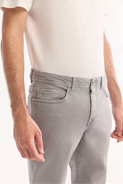 Avva Men's Gray Classic Waist Piece Dye Cotton Washed Berlin Slim Fit Jean Pants A52Y3509