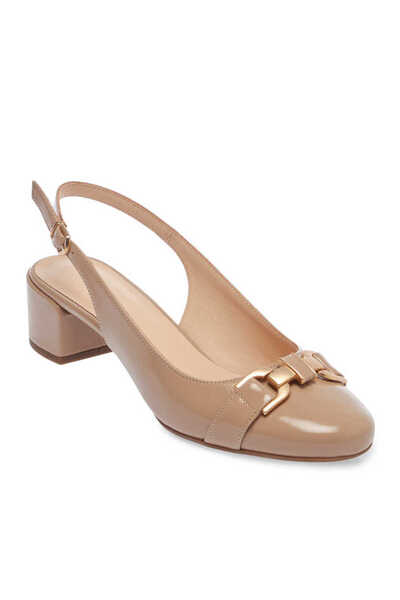 Tergan Nude Hakiki Rugan Deri Kadın Topuklu Ayakkabı - K24I1AY67187-M3G