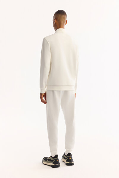 Avva Ανδρικό φούτερ με φερμουάρ από βαμβακερό εκρού με κανονική εφαρμογή A52Y1282