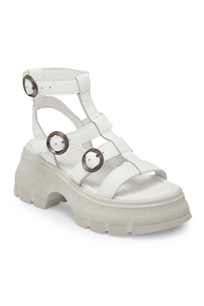 Tergan Beyaz Hakiki Deri Kadın Sandalet - K24Y1SN67165-A26