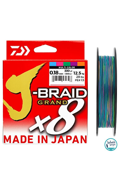 daiwa J-Braid Grand PE 8X Ип Мисина 0,18 мм 12,5 кг 300 м Многоцветна