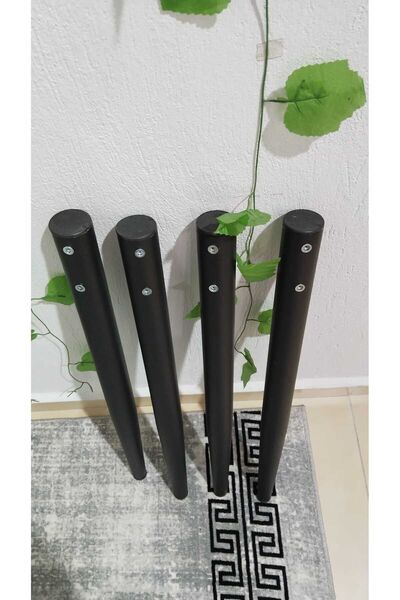 ÖZCAN METAL 4 قطع أرجل طاولة معدنية سوداء 72 سم أرجل طاولة المطبخ