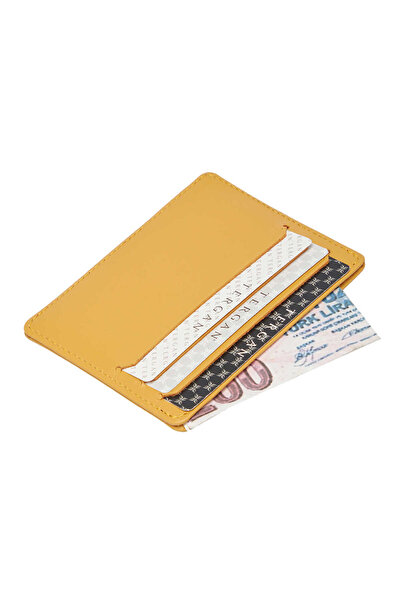 Tergan Yellow Genuine Leather Unisex Credit Card Holder - S1Kk00001050-H5G