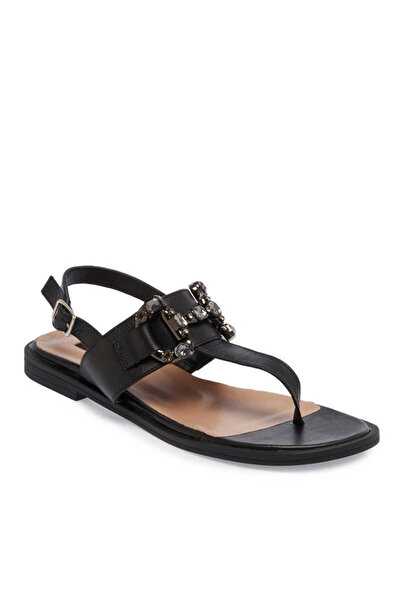 Tergan Siyah Hakiki Deri Kadın Sandalet - K24Y1SN67409-A23