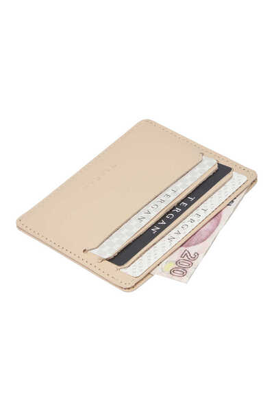 Tergan Θήκη πιστωτικής κάρτας Unisex από γνήσιο δέρμα μπεζ - S1KK00001050-A56