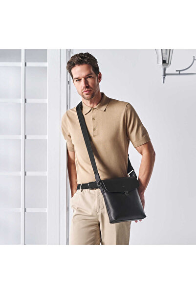Tergan Siyah Hakiki Deri Erkek Çapraz Askılı Çanta - S1AC00021516-A85