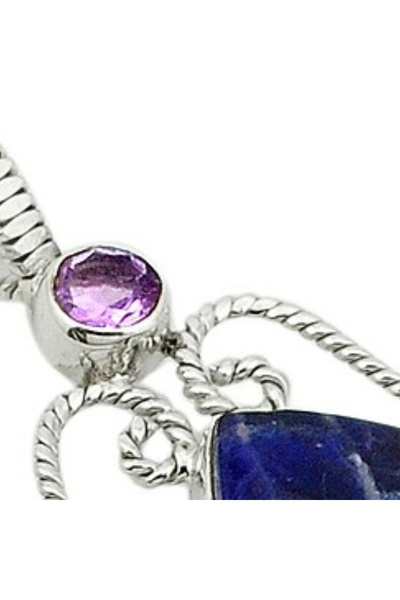 FashionBijoux 925 silver jewelry pendant with sodalite and amethyst