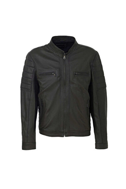 Tergan Yeşil Hakiki Deri Erkek Deri Mont - E23BDM310545-T1M