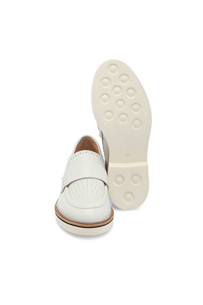 Tergan Beyaz Hakiki Deri Kadın Loafer - K25I1AY68029-N3O