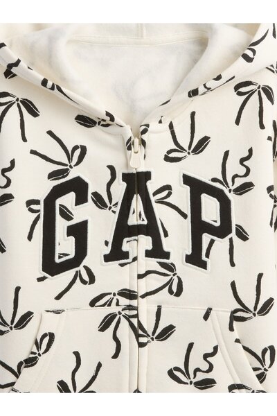 GAP Baby Girl Off-White Logo Zippered Sweatshirt