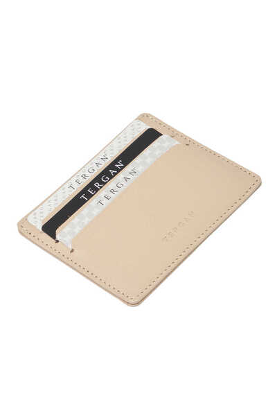 Tergan Θήκη πιστωτικής κάρτας Unisex από γνήσιο δέρμα μπεζ - S1KK00001050-A56