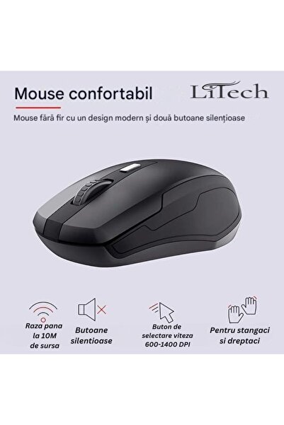 LITECH Wireless Keyboard & Mouse – Spanish QWERTY, Silent Keys, 13 Multimedia Keys