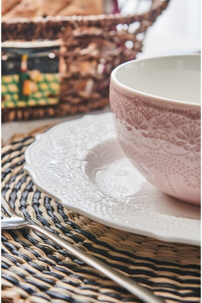 KANCAEV Lace Collection Dinner Plate, 26cm. White Sold as a Set of 2