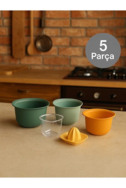 Nesto Home 5'Lİ Set Süzgeç Karıştırma Kasesi Ve Limon Sıkacağı Set