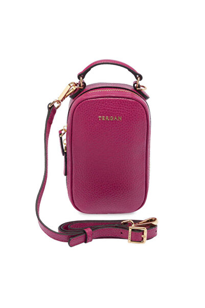 Tergan Fuşya Hakiki Deri Kadın Çapraz Askılı Çanta - S24Y1BC80287-C42