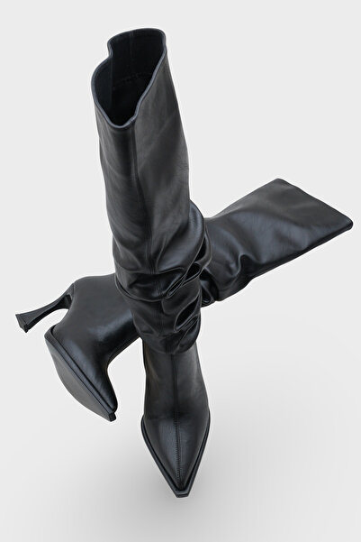 LOJO Γυναικείες μπότες με μυτερή μύτη με τακούνι καθημερινά Muzaki Μαύρο