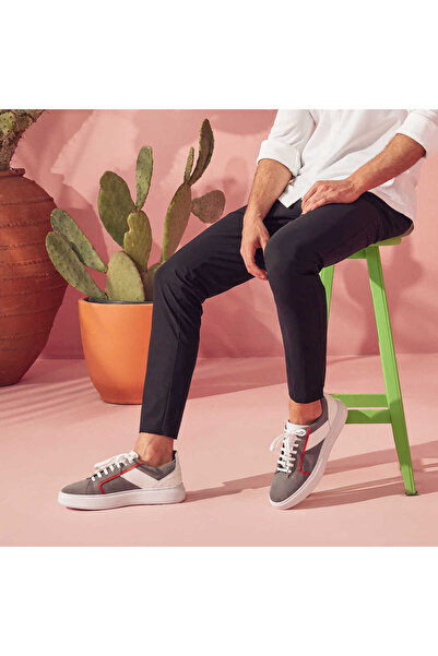 Tergan Gri Hakiki Süet Deri Erkek Sneaker - E24I1AY56817-C11