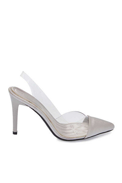 Tergan Gri Vegan-Tekstil Kadın Stiletto - K24I1AY67327-A14