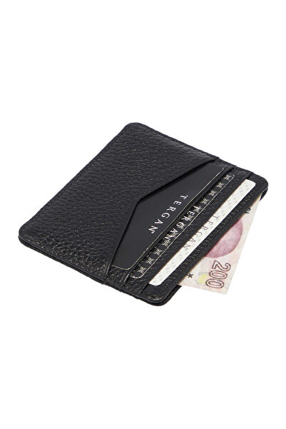 Tergan 1Kk00001665-A41 Leather Unisex Credit Card Holder - Black