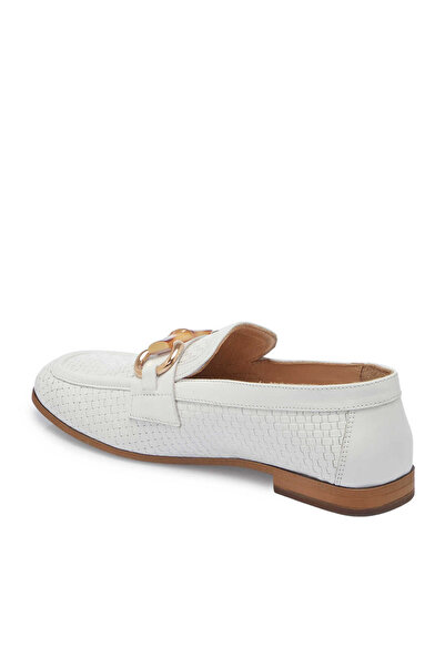 Tergan Beyaz Hakiki Deri Kadın Loafer - K25I1AY68032-A26