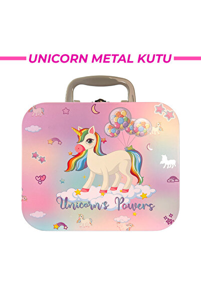 mystylee Unicorn Metal Kutu | Kulplu Saklama Kutusu, Metal Organizer, 20,5x17...
