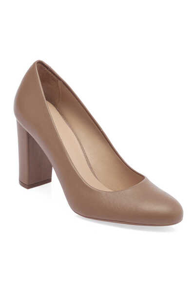 Tergan Vizon Hakiki Deri Kadın Topuklu Ayakkabı - K25I1AY67794-A44